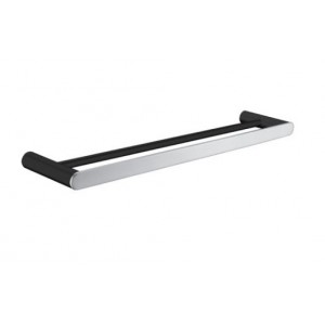 Esperia Black & Chrome Solid Brass Double Towel Rail 600mm